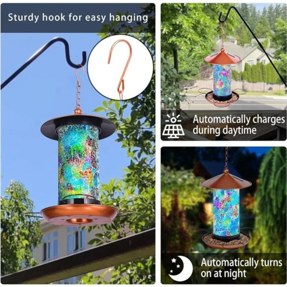 2023 Newest Solar Wild Bird Feeder Hanging for Garden Yard Outside Decoration
